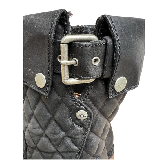 UGG Conor Quilted Black Leather Australia Mid Moto Boots. SZ. 7 - Picture 8 of 10